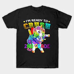 Kids Ready To Crush 2nd Grade Unicorn Dab First Day School Girls T-Shirt